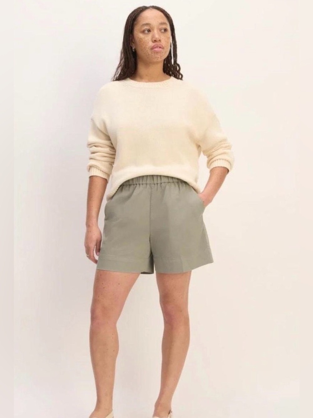 Everlane The Easy Short Sage Green Organic Cotton Pull-On Shorts S